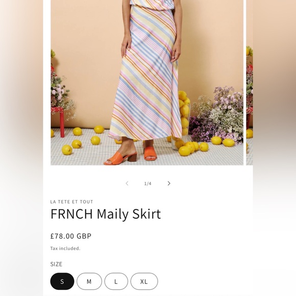 FRNCH Pastel Striped A-Line (selling the white ruffled blouse as well) - Picture 2 of 12